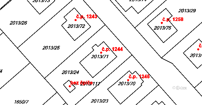 Pelhřimov 1244 na parcele st. 2013/71 v KÚ Pelhřimov, Katastrální mapa