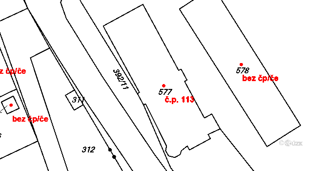 Bystřice 113, Dubí na parcele st. 577 v KÚ Dubí-Bystřice, Katastrální mapa