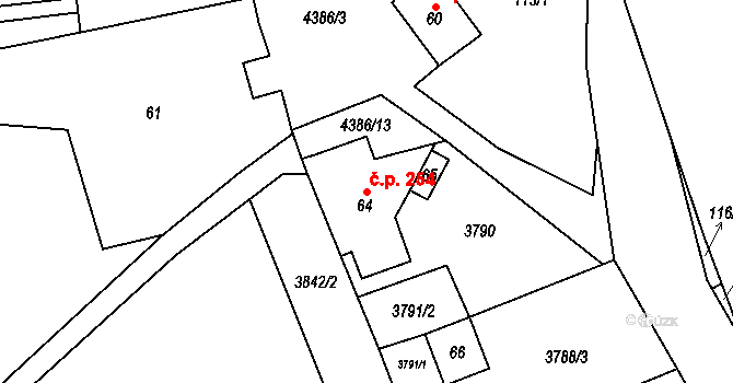 Heřmanovice 254 na parcele st. 64 v KÚ Heřmanovice, Katastrální mapa