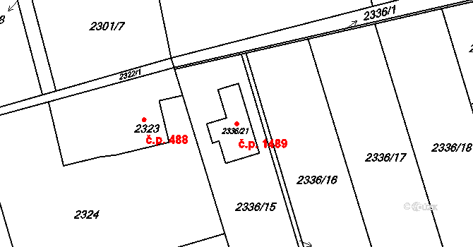 Frýdlant 1489, Frýdlant nad Ostravicí na parcele st. 2336/21 v KÚ Frýdlant nad Ostravicí, Katastrální mapa
