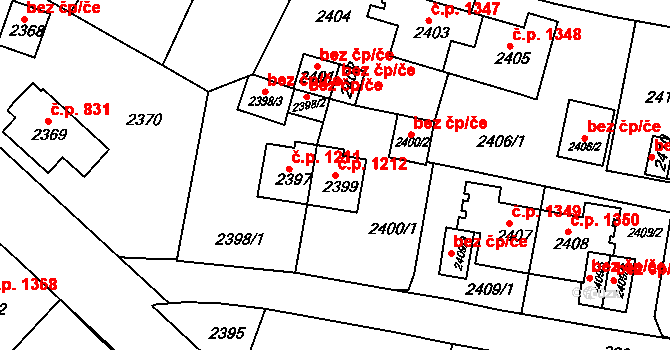 Sokolov 1212 na parcele st. 2399 v KÚ Sokolov, Katastrální mapa