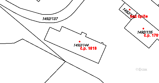 Sokolov 1818 na parcele st. 1492/144 v KÚ Sokolov, Katastrální mapa