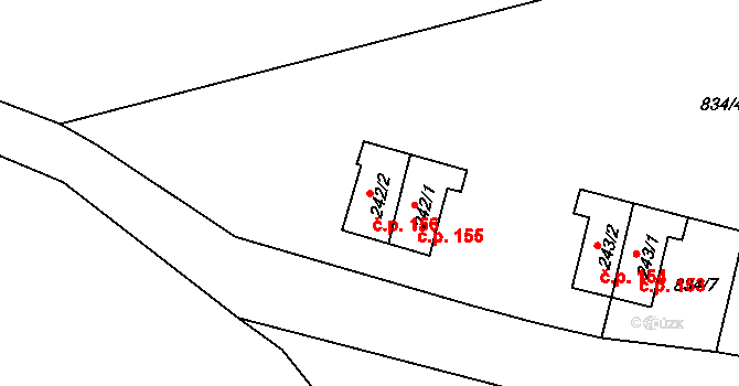 Háje 156, Cheb na parcele st. 242/2 v KÚ Háje u Chebu, Katastrální mapa