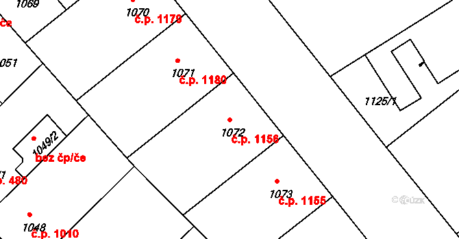 Nusle 1156, Praha na parcele st. 1072 v KÚ Nusle, Katastrální mapa