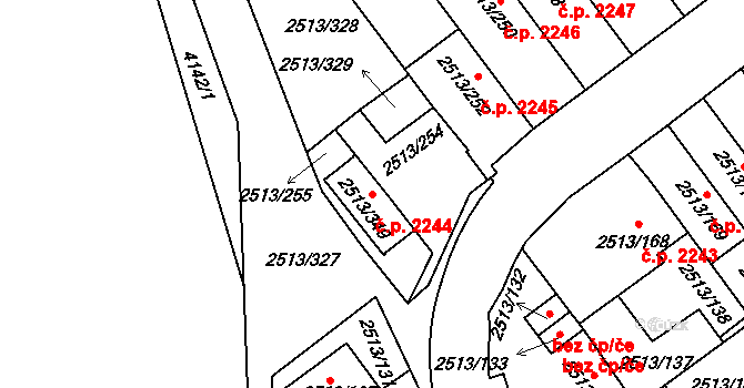 Dejvice 2244, Praha na parcele st. 2513/254 v KÚ Dejvice, Katastrální mapa