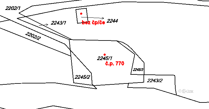 Sedlčany 770 na parcele st. 2245/1 v KÚ Sedlčany, Katastrální mapa