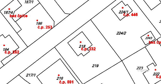 Liberec XI-Růžodol I 232, Liberec na parcele st. 218 v KÚ Růžodol I, Katastrální mapa