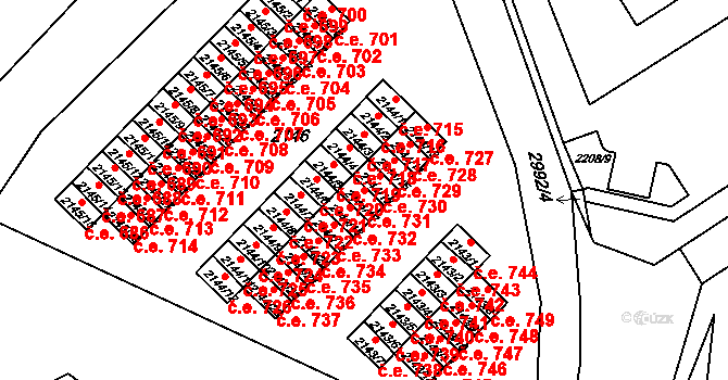Kuřim 731 na parcele st. 2144/17 v KÚ Kuřim, Katastrální mapa