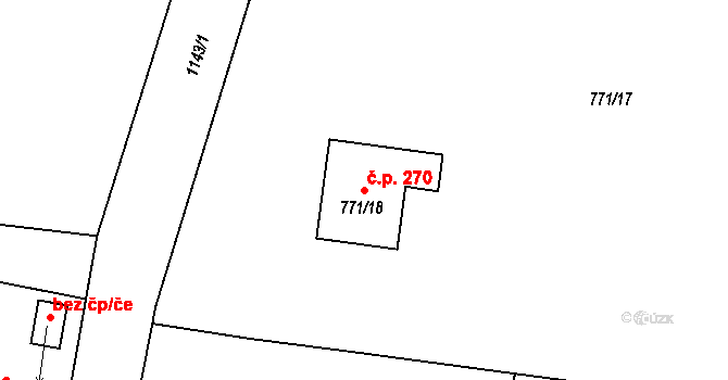 Střítež 270 na parcele st. 771/18 v KÚ Střítež, Katastrální mapa