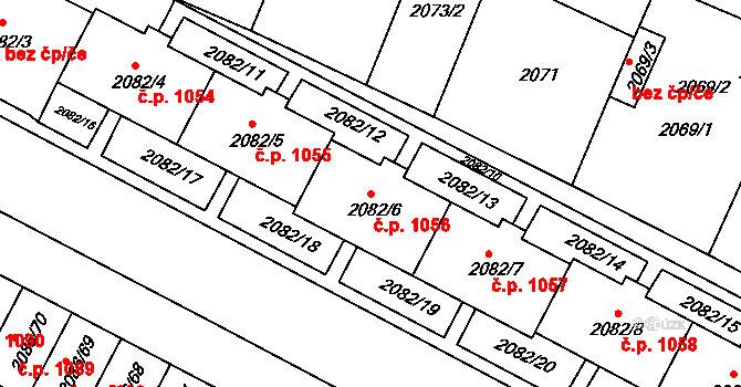 Jemnice 1056 na parcele st. 2082/6 v KÚ Jemnice, Katastrální mapa