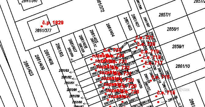 Strážnice 735 na parcele st. 2861/57 v KÚ Strážnice na Moravě, Katastrální mapa