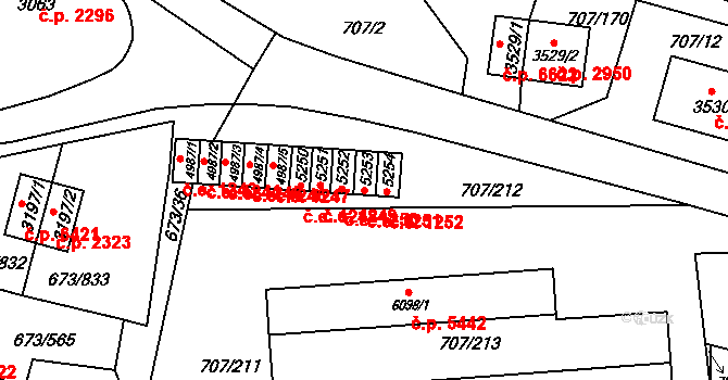 Zlín 1251 na parcele st. 5253 v KÚ Zlín, Katastrální mapa