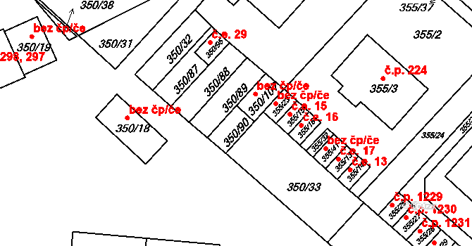 Dobšice 1216 na parcele st. 350/90 v KÚ Dobšice u Znojma, Katastrální mapa