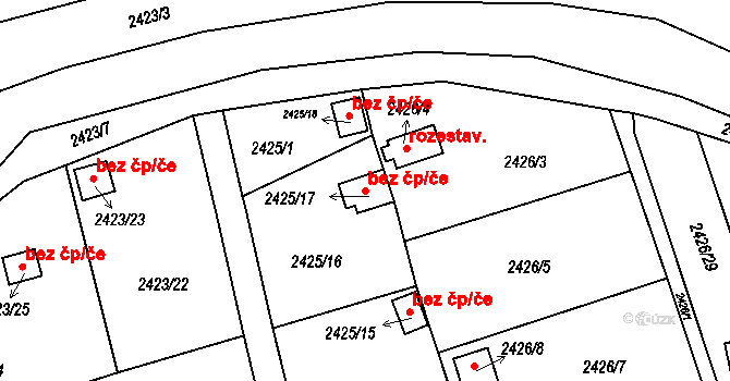 Litvínov 38001772 na parcele st. 2425/17 v KÚ Horní Litvínov, Katastrální mapa