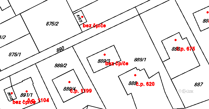 Orlová 38244772 na parcele st. 889/3 v KÚ Horní Lutyně, Katastrální mapa