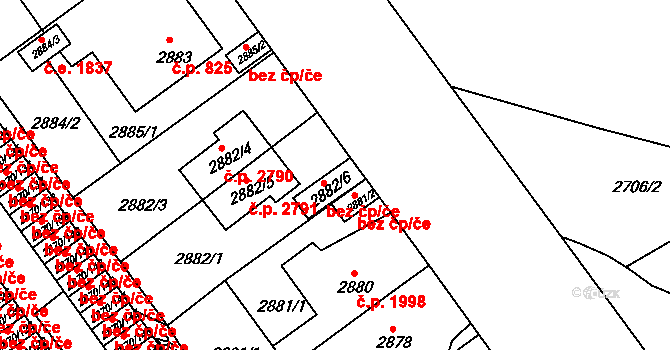 Teplice 39164772 na parcele st. 2882/6 v KÚ Teplice, Katastrální mapa