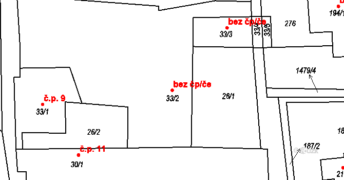 Křesín 41738772 na parcele st. 33/2 v KÚ Křesín, Katastrální mapa