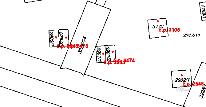 Zlín 2544 na parcele st. 2901/1 v KÚ Zlín, Katastrální mapa