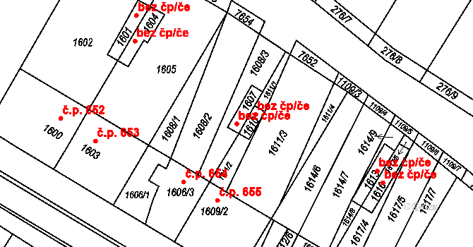 Klobouky u Brna 42108772 na parcele st. 1607 v KÚ Klobouky u Brna, Katastrální mapa