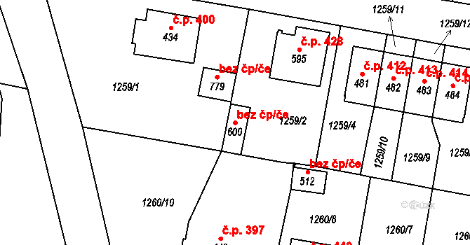 Kamenice 44527772 na parcele st. 600 v KÚ Kamenice u Jihlavy, Katastrální mapa