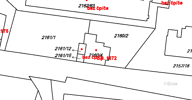 Předměstí 1872, Opava na parcele st. 2160/4 v KÚ Opava-Předměstí, Katastrální mapa