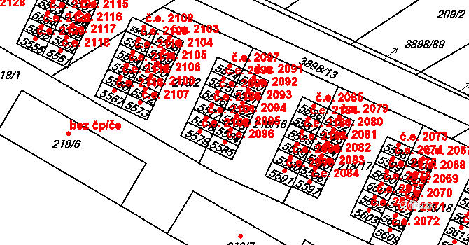Řečkovice 2094, Brno na parcele st. 5583 v KÚ Řečkovice, Katastrální mapa