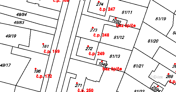 Lobeček 249, Kralupy nad Vltavou na parcele st. 272 v KÚ Lobeček, Katastrální mapa