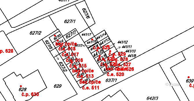 Moravský Krumlov 523 na parcele st. 441/5 v KÚ Moravský Krumlov, Katastrální mapa