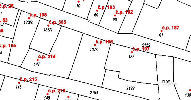 Bavorov 196 na parcele st. 137/1 v KÚ Bavorov, Katastrální mapa