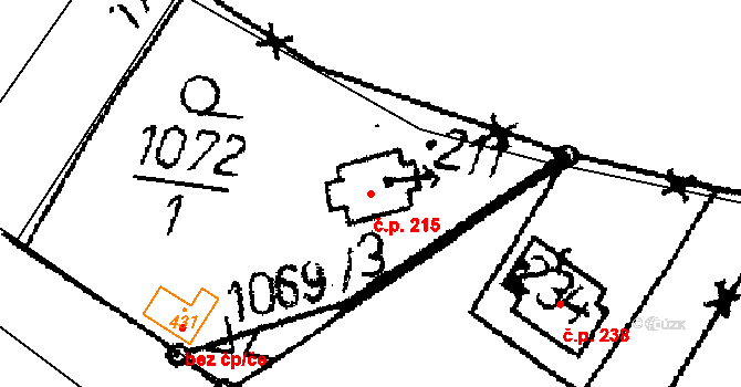 Bělčice 215 na parcele st. 211 v KÚ Bělčice, Katastrální mapa