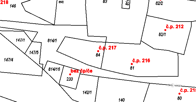 Telce 217, Peruc na parcele st. 84 v KÚ Telce, Katastrální mapa