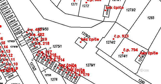 Bučovice 93400772 na parcele st. 1279/2 v KÚ Bučovice, Katastrální mapa