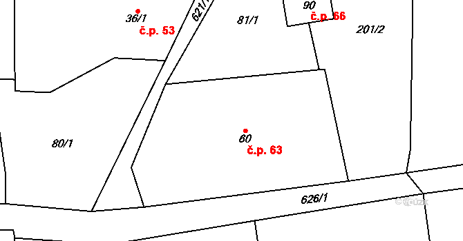 Brocná 63, Skuhrov nad Bělou na parcele st. 60 v KÚ Brocná, Katastrální mapa