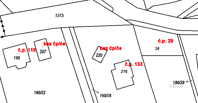 Radimovice 102224773 na parcele st. 220 v KÚ Radimovice u Sychrova, Katastrální mapa