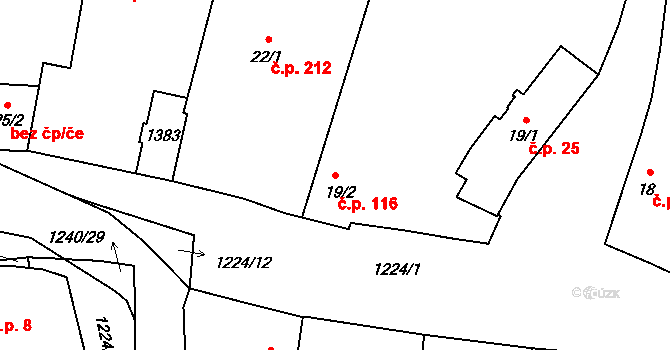 Mantov 116, Chotěšov na parcele st. 19/2 v KÚ Mantov, Katastrální mapa