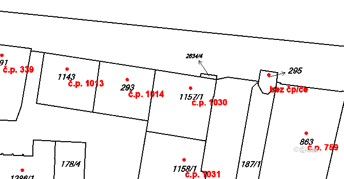 Lipník nad Bečvou I-Město 1030, Lipník nad Bečvou na parcele st. 1157/1 v KÚ Lipník nad Bečvou, Katastrální mapa