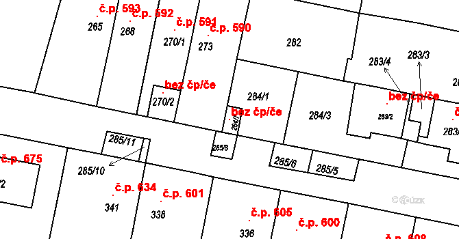 Střelice 117609773 na parcele st. 284/7 v KÚ Střelice u Brna, Katastrální mapa
