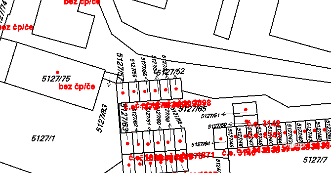 Jihlava 3097 na parcele st. 5127/53 v KÚ Jihlava, Katastrální mapa