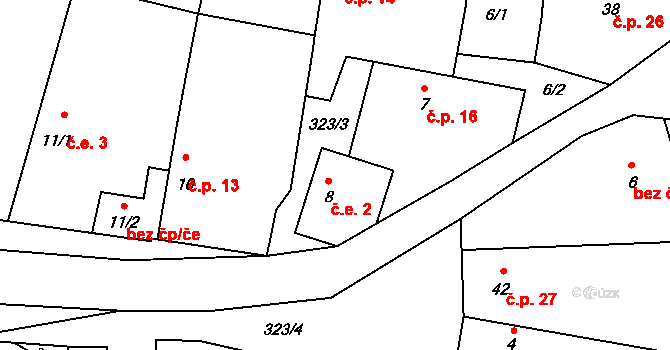 Kokovice 2, Klobuky na parcele st. 8 v KÚ Kokovice, Katastrální mapa