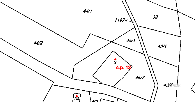 Rváčov 18, Lomnice nad Popelkou na parcele st. 3 v KÚ Rváčov, Katastrální mapa