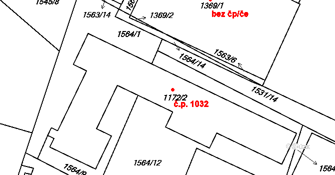 Třebechovice pod Orebem 1032 na parcele st. 1172/2 v KÚ Třebechovice pod Orebem, Katastrální mapa