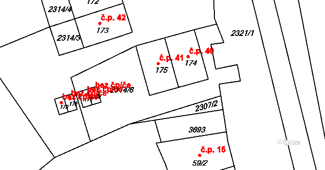 Hněvanov 41, Rožmitál na Šumavě na parcele st. 175 v KÚ Hněvanov, Katastrální mapa