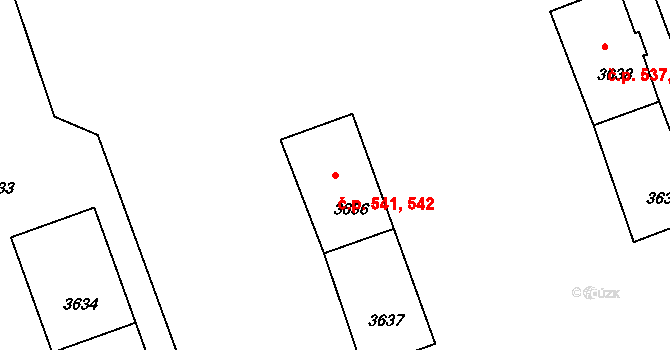 Mimoň I 541,542, Mimoň na parcele st. 3637 v KÚ Mimoň, Katastrální mapa