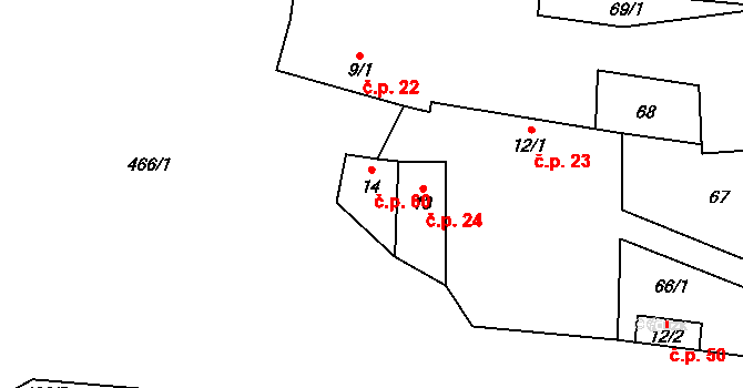 Dřemčice 60, Třebívlice na parcele st. 14 v KÚ Dřemčice, Katastrální mapa