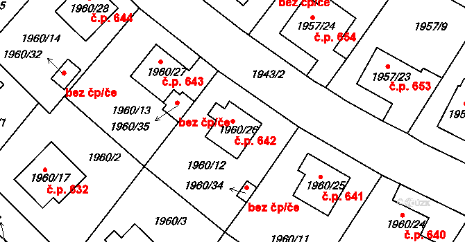 Semily 642 na parcele st. 1960/26 v KÚ Semily, Katastrální mapa