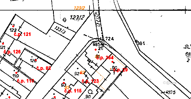 Poděbrady II 354, Poděbrady na parcele st. 91 v KÚ Poděbrady, Katastrální mapa