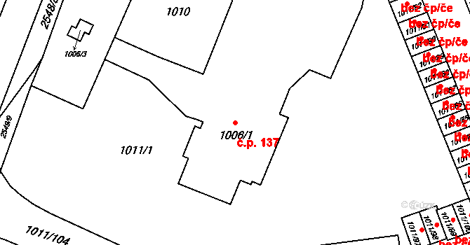 Nový Bohumín 137, Bohumín na parcele st. 1006/1 v KÚ Nový Bohumín, Katastrální mapa