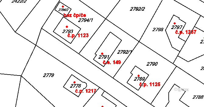 Smržovka 149 na parcele st. 2791 v KÚ Smržovka, Katastrální mapa