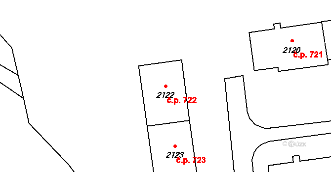 Úšovice 722, Mariánské Lázně na parcele st. 2122 v KÚ Úšovice, Katastrální mapa