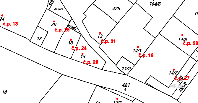 Malý Jeníkov 29, Strmilov na parcele st. 18 v KÚ Malý Jeníkov, Katastrální mapa